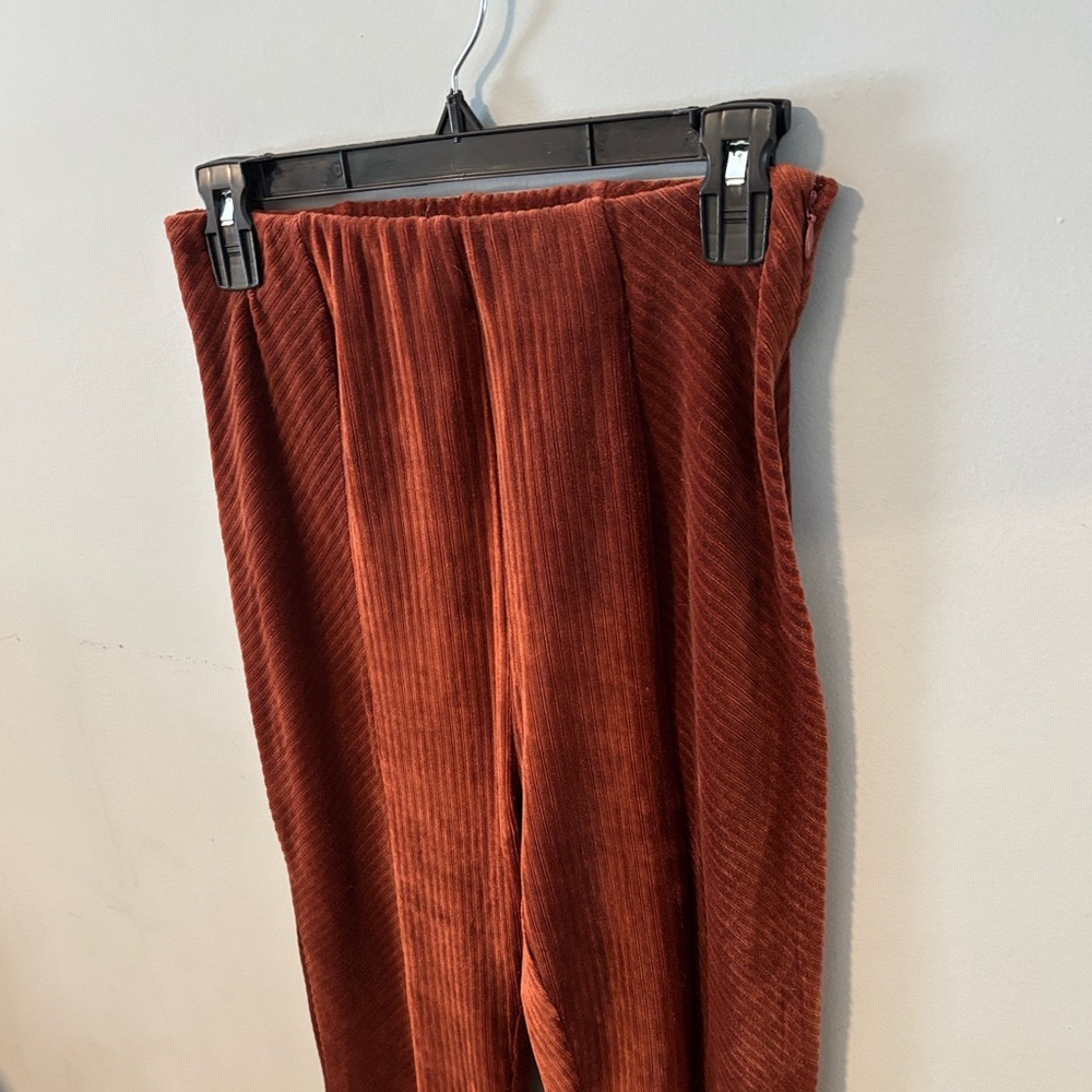 Velour Rust‎ Retro Groovy Hippie Flare Pants Track Pants - Picture 3 of 6